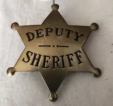 Deputy Sheriff Badge, 6 point, 2 1/2", Pinback *** Free Shipping ***