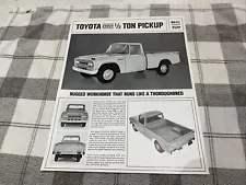 1965 Toyota Stout 1/2 Ton Pickup Truck Vintage 1-page Car Sales Brochure Card