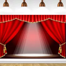 Theater Stage Interior Party Backdrop Curtains Photo Background Banner Props