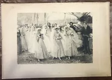 ANTIQUE LATE 1800 ENGRAVING ETCHING "BRIDES ON PARADE" L'EAU-FORTE" PLANCHE XLII