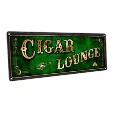 Green Cigar Lounge Metal Sign; Wall Decor for Home and Office