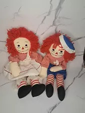 Vintage Raggedy Ann and Andy Dolls 18" Soft