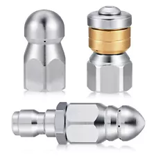 Stainless Steel Sewer Jetter Nozzle Pressure Washer Drain Cleaning Nozzles Tips