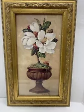 Magnolia Topiary Print Flower Ornate Gold Gilt Frame Barbara Mock 16.5”x10.5”