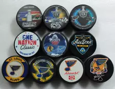 St. Louis Blues Hockey Puck Lot 10 Pucks NHL