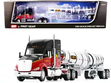 Kenworth T680 76" Mid-Roof Sleeper Cab Black and Red and Chrome Polar Deep Drop