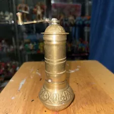 Vintage Beautiful Turkish Brass Ornate Coffee Spice Nut Grinder