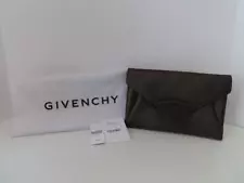 GIVENCHY Gray Metallic Textured Leather Antigona Envelope Clutch Bag $1,085