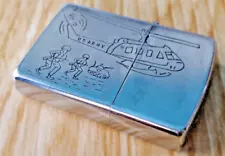 Vietnam War Zippo Lighter US Army Helicopter Engraving, Da Nang 1973-74, Vintage