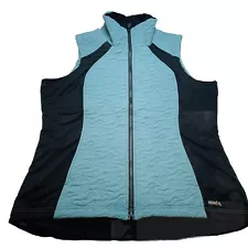 Kerrits Unbridled Horse Quilted Vest Women XL Blue Full Zip Equestrian Riding