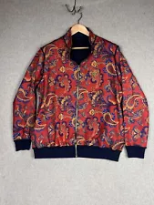 Fresh Prince Bel-Air Navy Reversible Paisley Pattern Jacket Logo Men's XL EUC