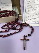 OLD RELIGIOUS WOODEN ROSARY BEADS FAMILY HEIRLOOM- Must See!