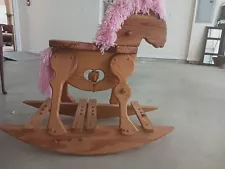 Vintage Wooden Brown Riding rocking Horse