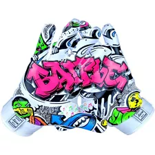 Battle Sports Youth Graffiti Triple Threat Football Gloves - White