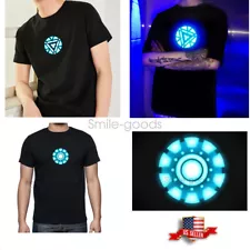 LED T-Shirt Iron Man Avenger Arc Reactor Sound Control Costume Cosplay Party USA