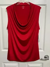 Worthington NWT Womens Sleeveless Drape Cowl Neckline Blouse. Size: XL. Red