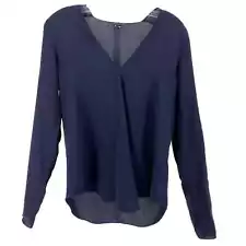 Theory Blue Silk V-Neck Blouse | Perfect for Any Occasion