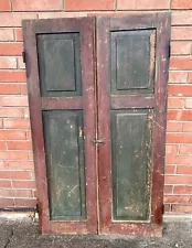 Antique 1800s Early American 2 Panel Pantry Cupboard Cabinet Doors 56.25 X 33.25