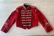 Red Marching Band Uniform JACKET with Matching Shako Hat + Plume ROCK FASHION