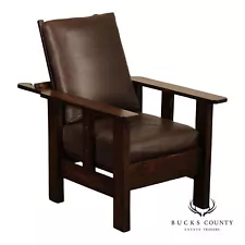 Antique Mission Oak and Leather Morris Chair