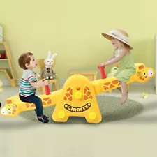 Joyful Yellow Giraffe Teeter Totter Seesaw: Rocking Fun for Two Toddlers or K...