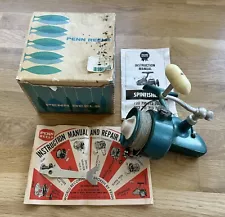 Vintage PENN Spinfisher No. 704 “Greenie” Spinning Fishing Reel in Box + Manual