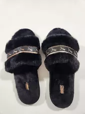 Puma Black Fuzzy Slippers Slides Faux Fur Slides Size 8