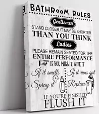 Wall Art for Bathroom Black White Canvas Print Wall Decor Bathroom Rules Picture