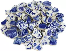 Broken Ceramic China Tiles Assortment Blue and White Porcelain Pieces for Mosaic