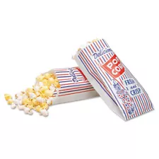 Bagcraft 300471 Pinch-Bottom Paper Popcorn Bag - Blue/Red/White (1000/CT) New