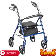 HOT SALE ON EBAY 4-Wheel Rollator Walker With Seat & Back Support - Blue