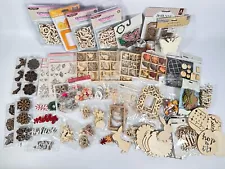 Huge Lot of Wood & Chipboard Scrapbooking Ephemera, Pieces, Craft Embellishments