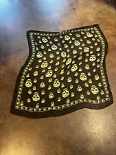 Alexander McQueen Silk Black Green Skull Scarf