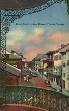 Postcard LA New Orleans Royal Street French Quarter Linen Vintage PC K2152