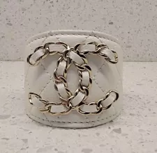 CHANEL LEATHER CUFF, CC LOGO, NEW IN BOX (NIB)