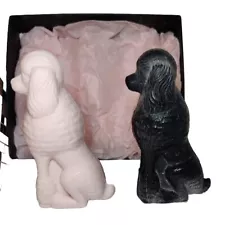 Figural French Poodle Dog Soap Set Decorative Pink Black Triple Milled Scented