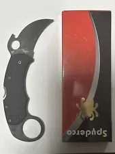 Spyderco Karahawk 2.35" Plain Edge G-10 Handle Folding Knife - Black (C170GBBKP)