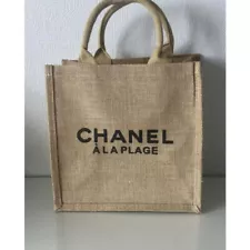 Tote Bag CHANEL ALA PLAGE Eco Bag Linen Fabric giveaway Japan Beige 30cm×30cm