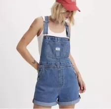 LEVI’S Women’s Denim Vintage Style Shortalls Jumper Overalls Shorts XL NWT