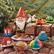 Seasonal Garden Gnome Greeter Collection, Outdoor, Home Decor, 10 Pieces