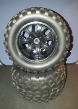 Pair of Large Truck Tires and Wheels For Traxxas Rustler Slash Stampede