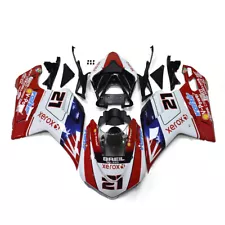 Full Fairing Kit for Ducati 1098 1198 848 2007-2012 Plastic Bodywork Red White (For: Ducati 848)