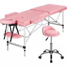 Portable 2 Sections Massage Table Spa Beds & Rolling Stool Massage Bed & chair