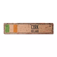 CORK IRELAND Vintage Street Sign Irishman Irishwoman Irish flag country rustic