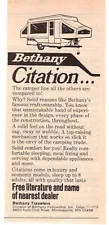 Bethany Citation Pop Up Camper Trailer RV 1976 Vintage Print Ad Original