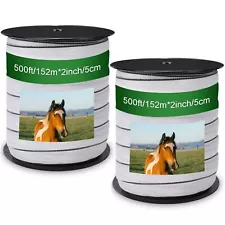 Wowangce 2 Pcs Electric Fence Poly Tapes Horse Fence Tape Wire, 500 Feet(152....