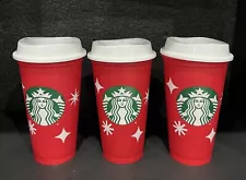 Starbucks Holiday Red Cups Christmas (16 oz) Reusable Hot Cup Set Of 3