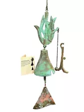 Remembrance Bell For a Cause by Paolo Soleri Green Patina w/ Hanger Bronze Wind