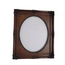 NOS Antique Walnut ornate wooden large portrait frame oval opening