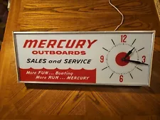 Mercury Outboards Sales and Service Lighted Wall Clock Advertising Sign Original